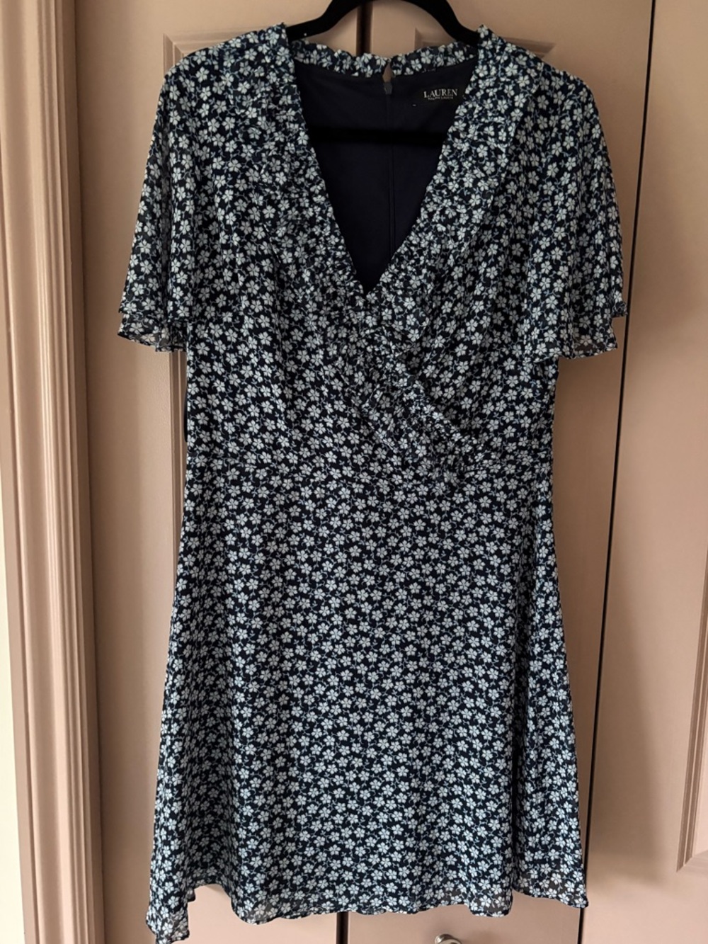 Ralph Lauren Navy and White Mini Floral Dress